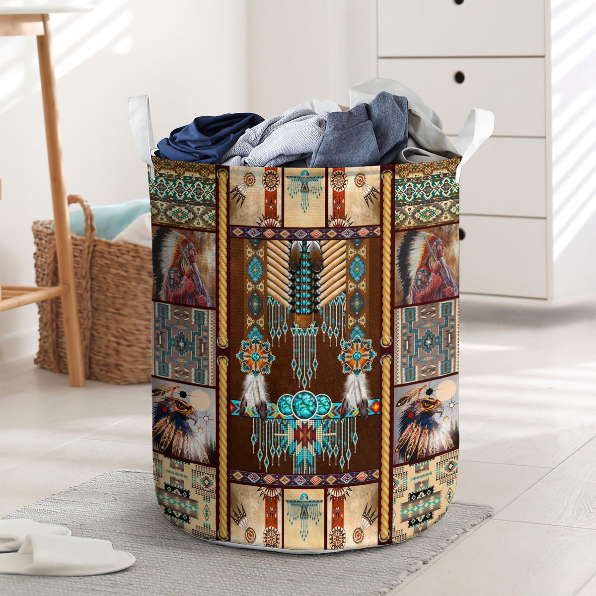 Native American basic style 05 - Laundry basket - LAUB01LIN230222-Owls Matrix