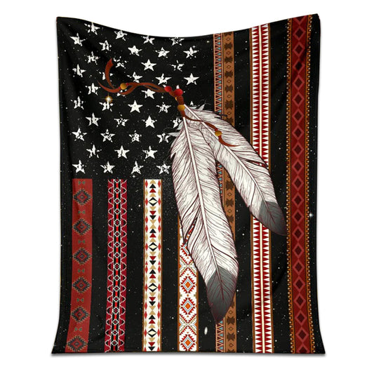 Native American Flag Native American 50 x 60 Inch Flannel Blanket For Cozy Bedroom And Sofa Decor