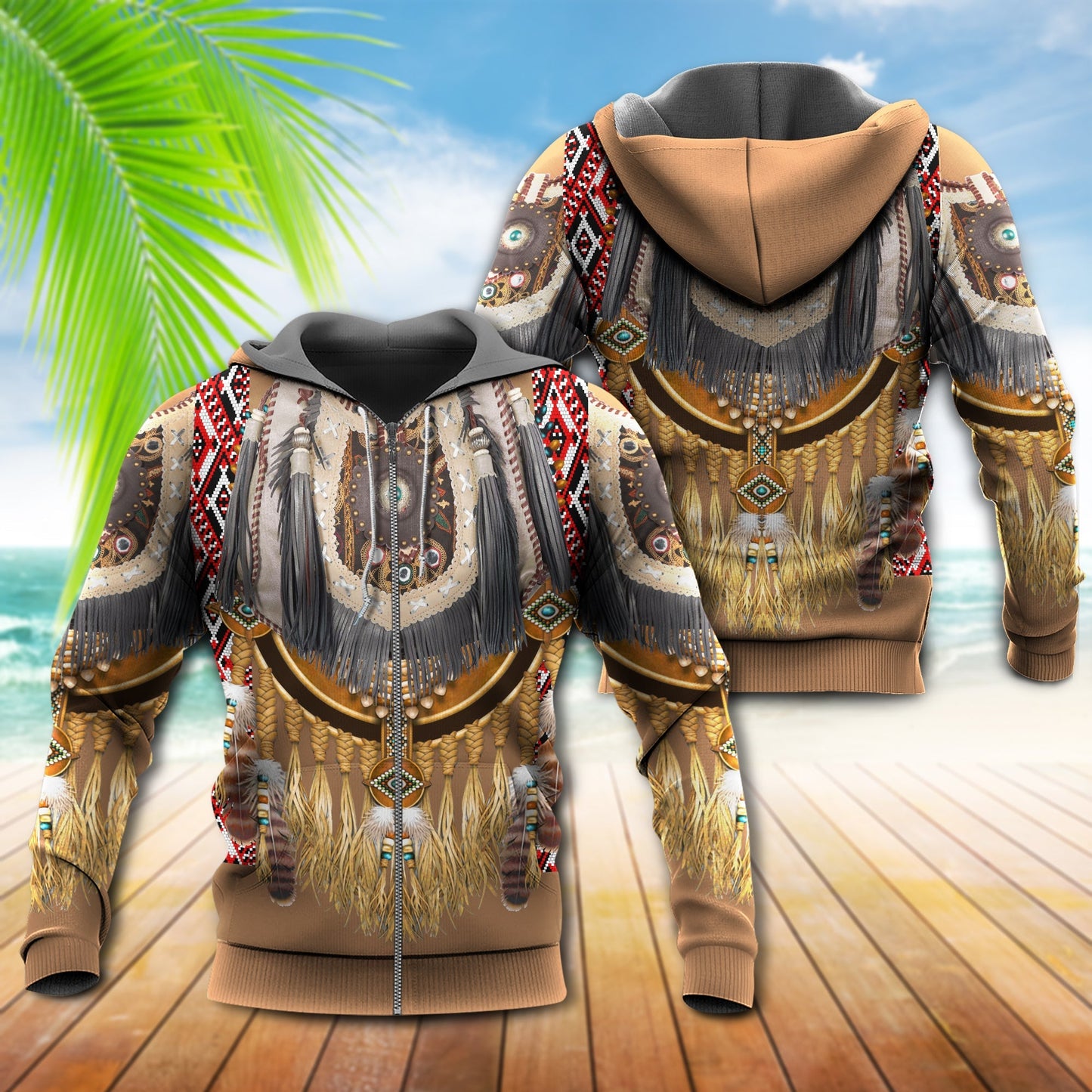 Native Feather Pattern Style - 3D Hoodie