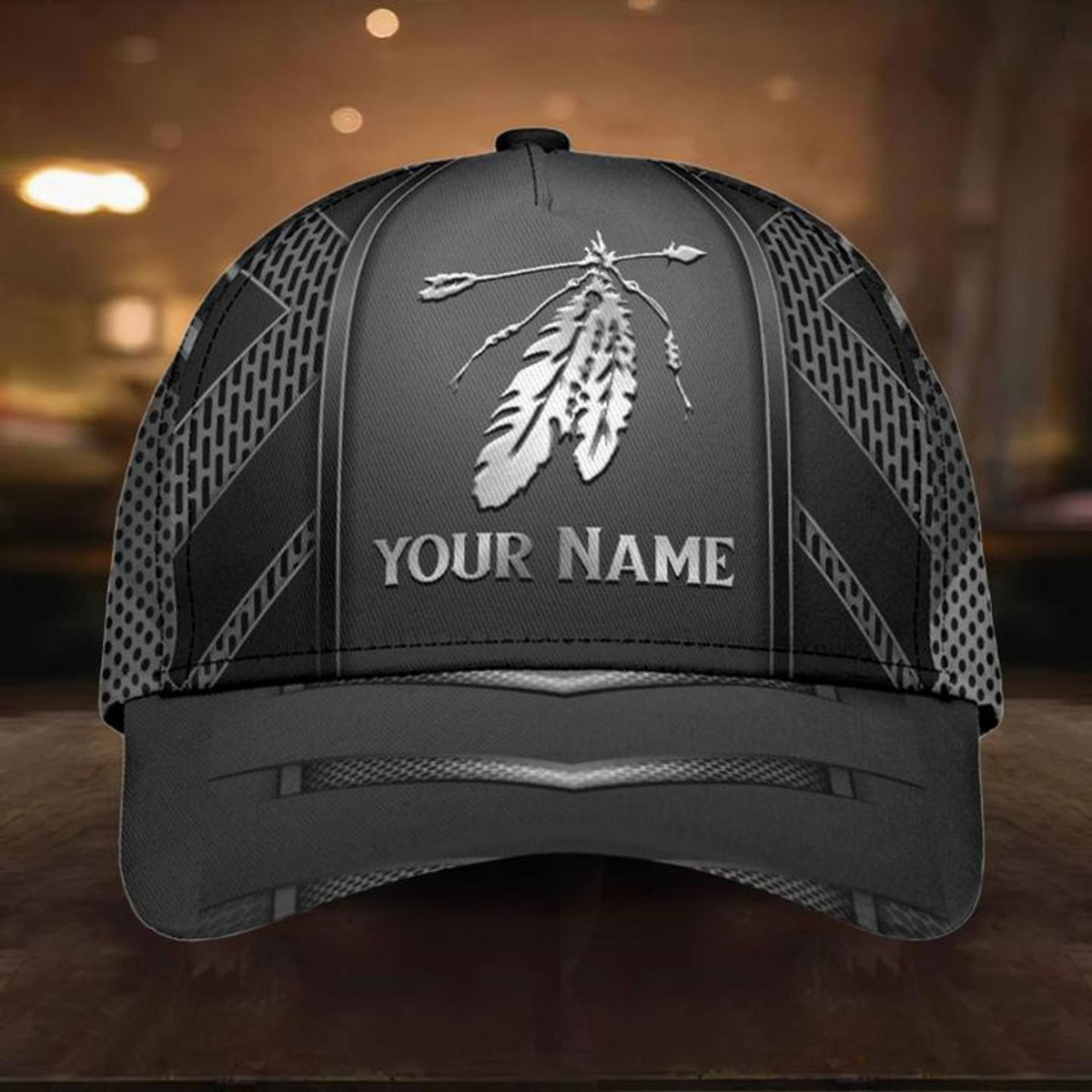 Feather Silver Black 1 Personalized – Classic Cap