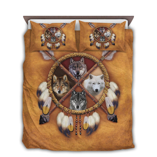 Native American Peace Wolf Bedding Cover For Nature Bedroom Decor