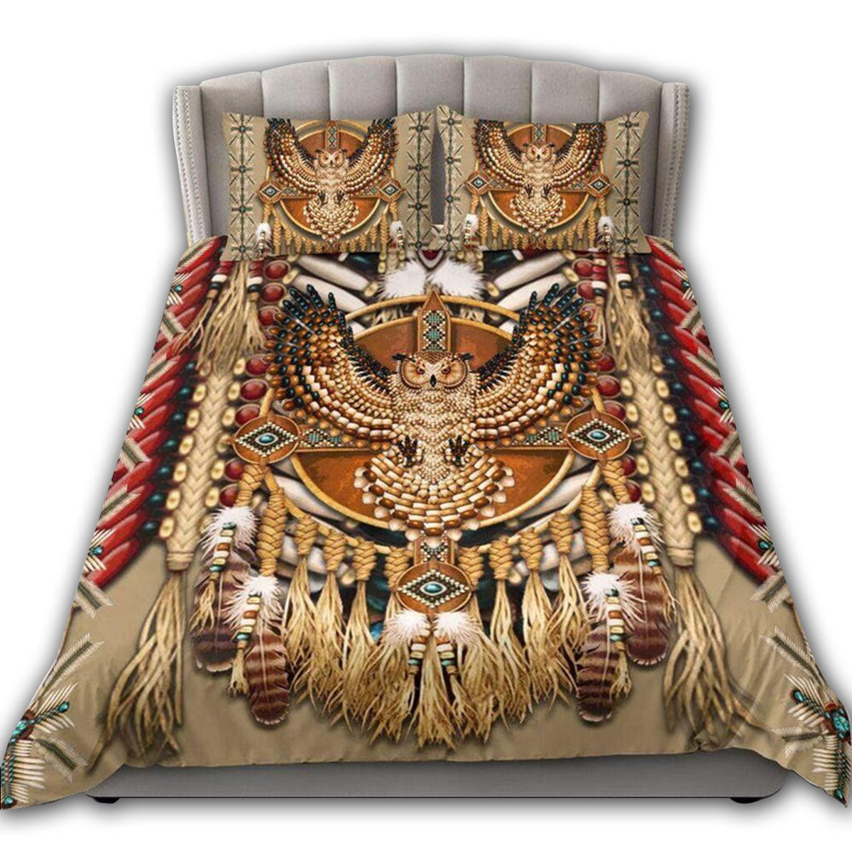 Native American Peace Owl Bedding Cover For Southwestern Bedroom Decor