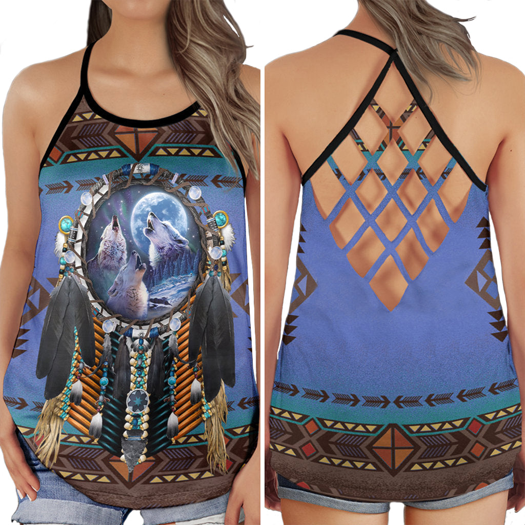 Wolf Dreamcatcher Peace Spiritual Style – Hollow Tank Top
