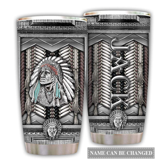 Native American Silver Personalized 20 Oz Tumbler For Coffee Travel And Daily Use