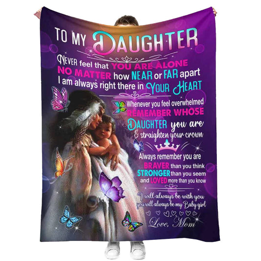 Native American To My Daughter Mothers Day Purple 50 x 60 Inch Flannel Blanket For Cozy Bedroom And Sofa Decor