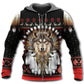 Native Wolf Headdress Red Black - 3D Hoodie