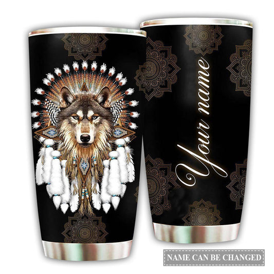 Native American Wolf With You Personalized 20 Oz Tumbler