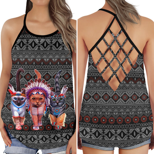 Tribal Cat Heritage Spirit - Hollow Tank Top