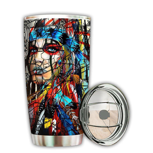 Native American Girl Beautiful Nature With Colorful 20 Oz Tumbler
