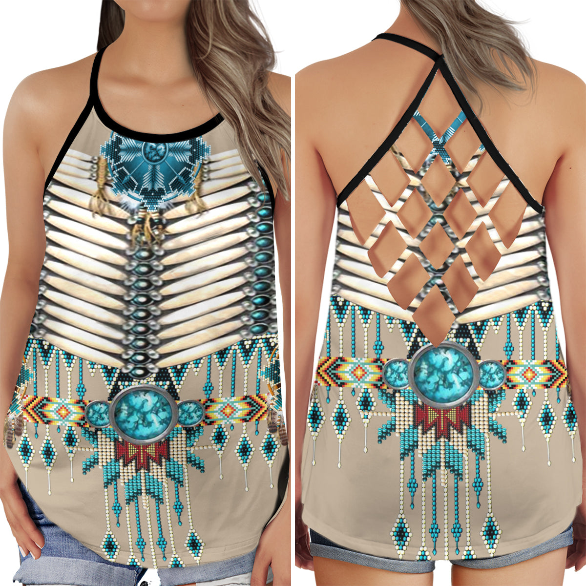 Blue Heritage Spirit Vibes - Hollow Tank Top