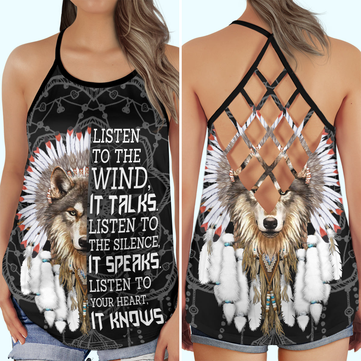 Wolf Listen To The Wind Nature – Hollow Tank Top