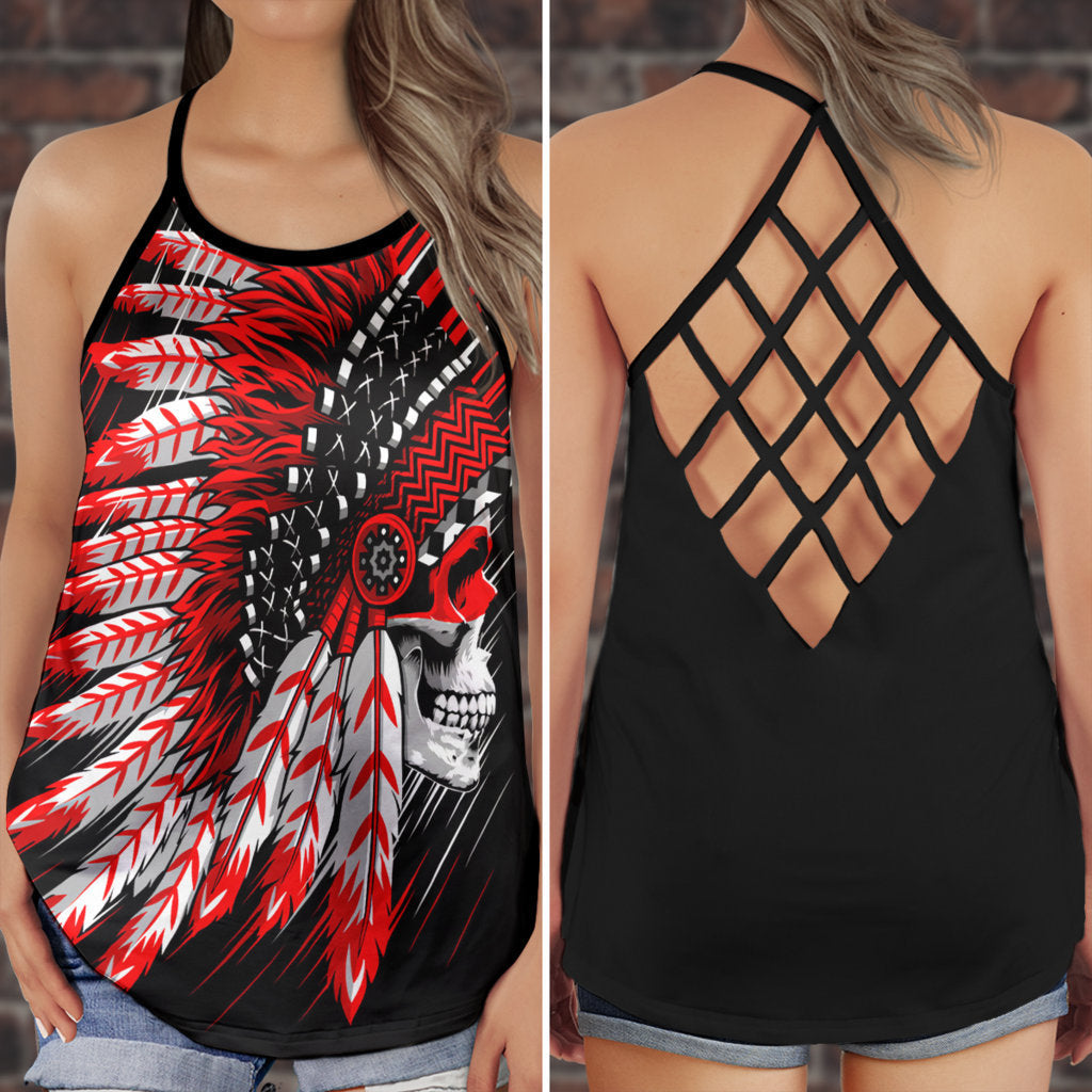 Native Inspired Peace Red Pattern Style – Hollow Tank Top