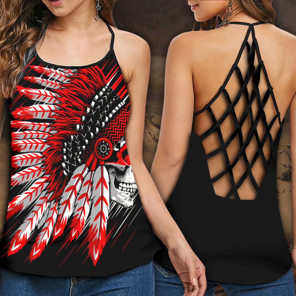 Native Peace Red Skull – Hollow Tank Top
