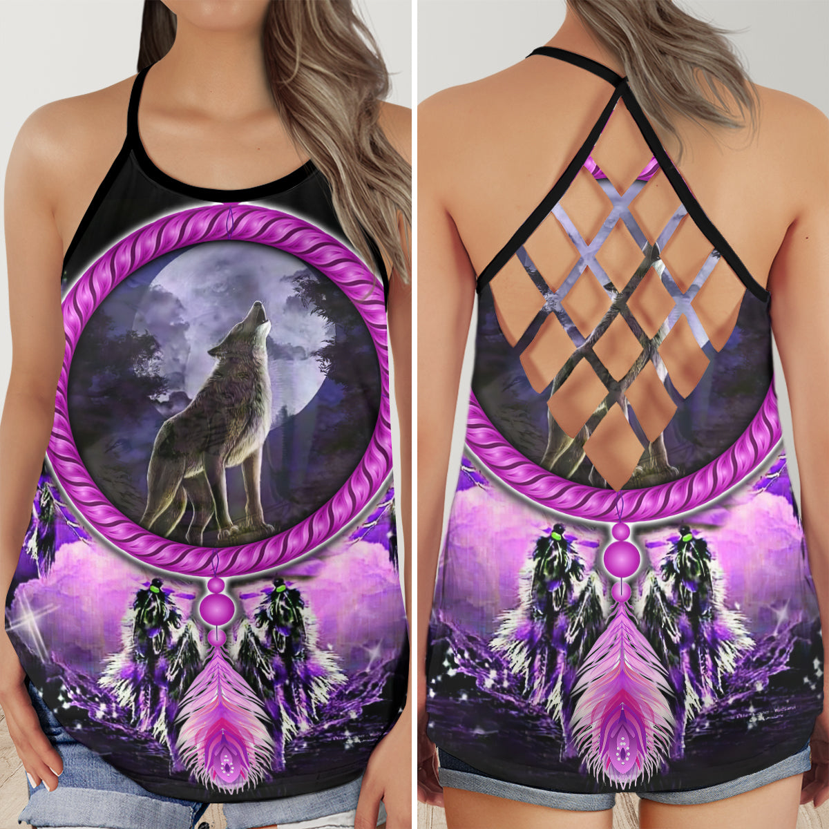 Peace Love Wolf Spirit Vibes - Hollow Tank Top