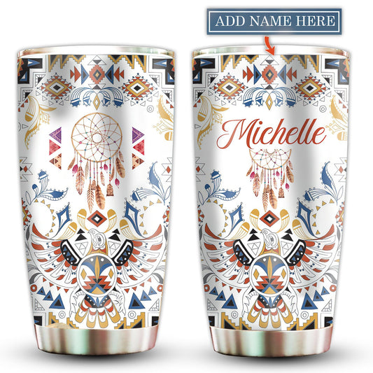 Native And Dreamcatcher Eagle With White Personalized 20 Oz Tumbler