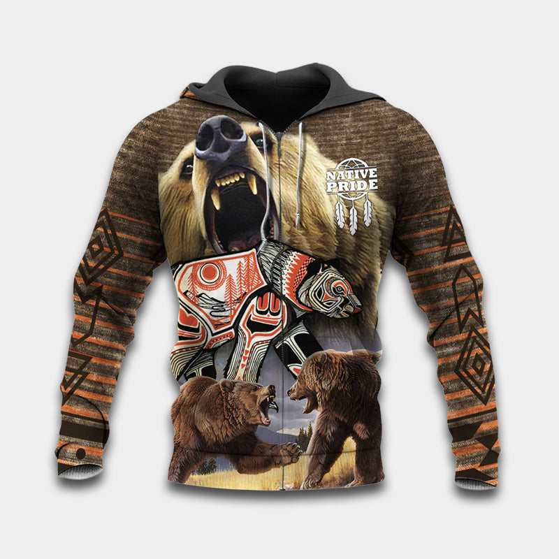 Native Bear Peace Love Art – 3D Hoodie