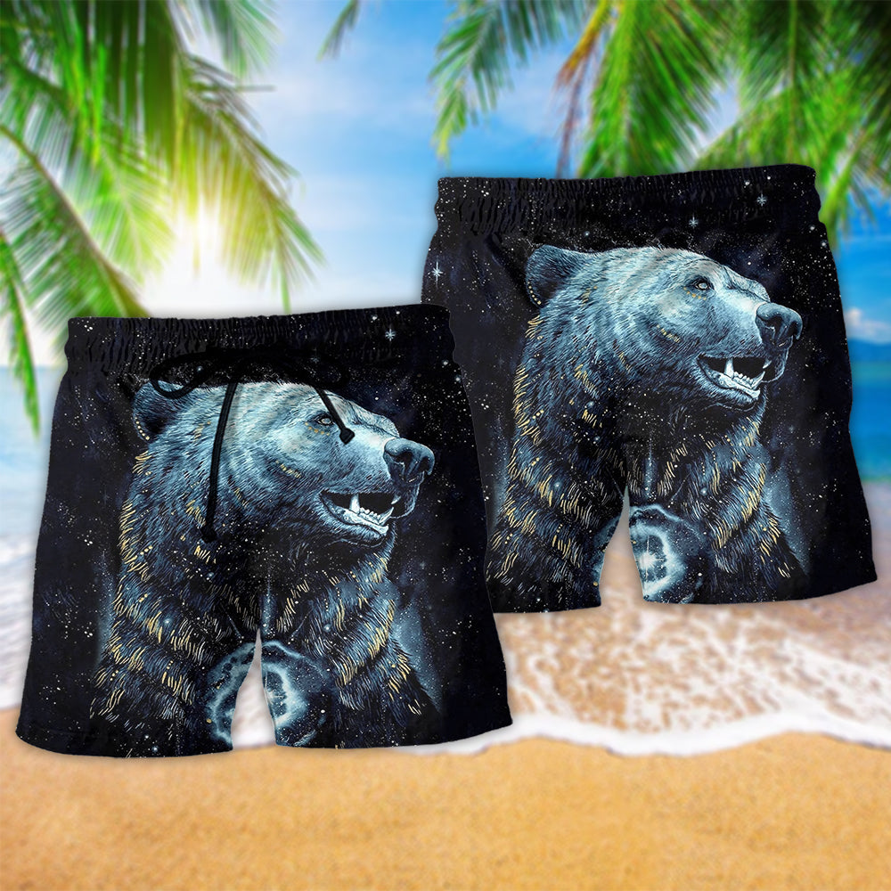 Native Bear Peace Love Art Style - Beach Short