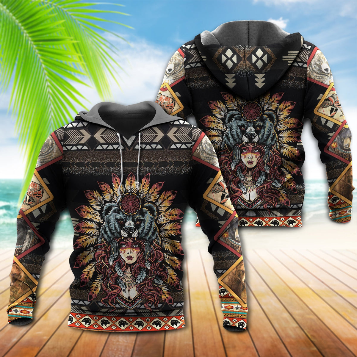 Native Bear Cultural Art - 3D Hoodie