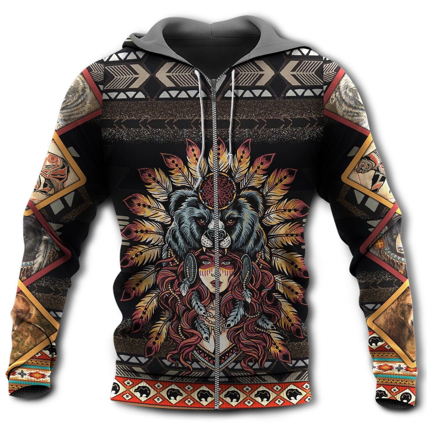 Native Bear Cultural Art - 3D Hoodie