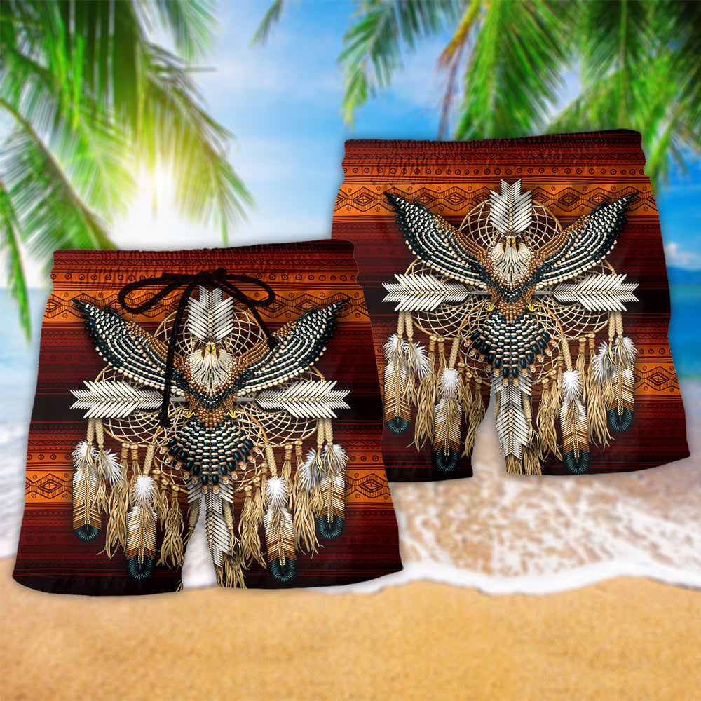 Native Style Eagle Symbol Of Peace Art – Beach Short