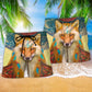 Native Fox Love Peace Nature Art – Beach Short