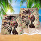 Native Girl Floral Color Portrait Art – Beach Short