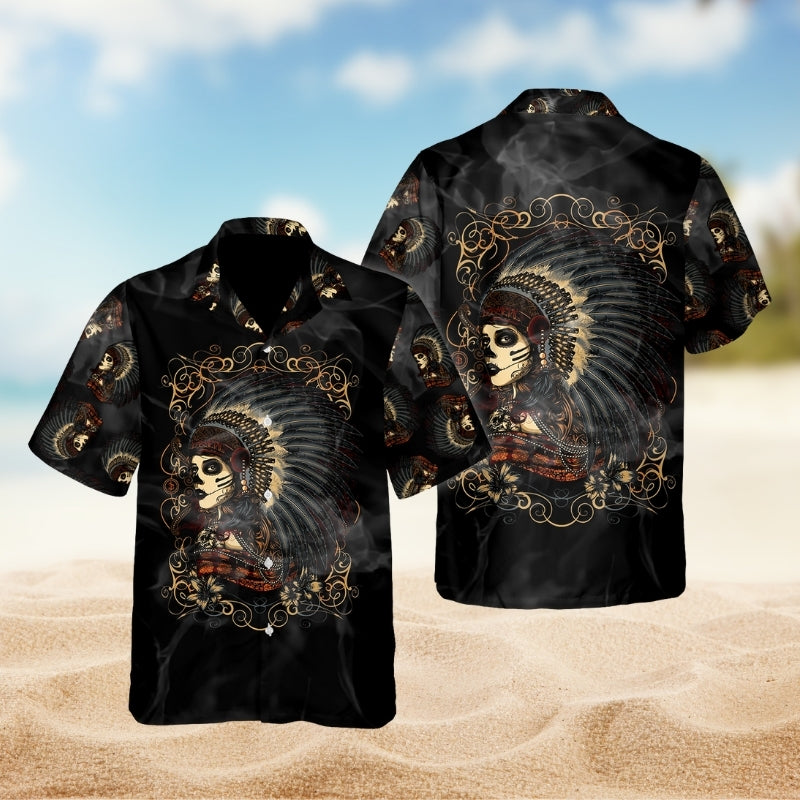Native Girl Skull Style Limited Edition – Hawaiian Shirt