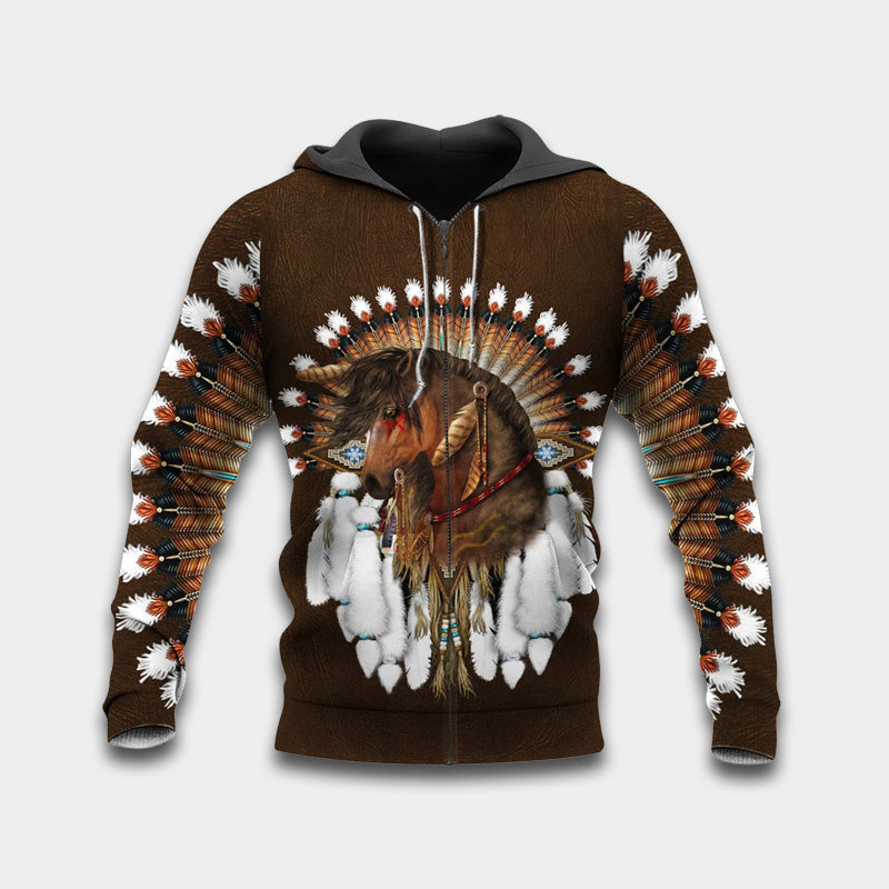 Native Horse Dreamcatcher Art – 3D Hoodie
