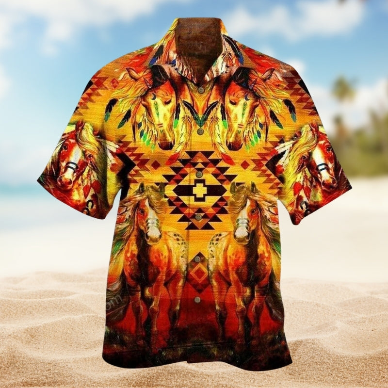Native Horse Love Peace Life Sunset Limited Edition – Hawaiian Shirt