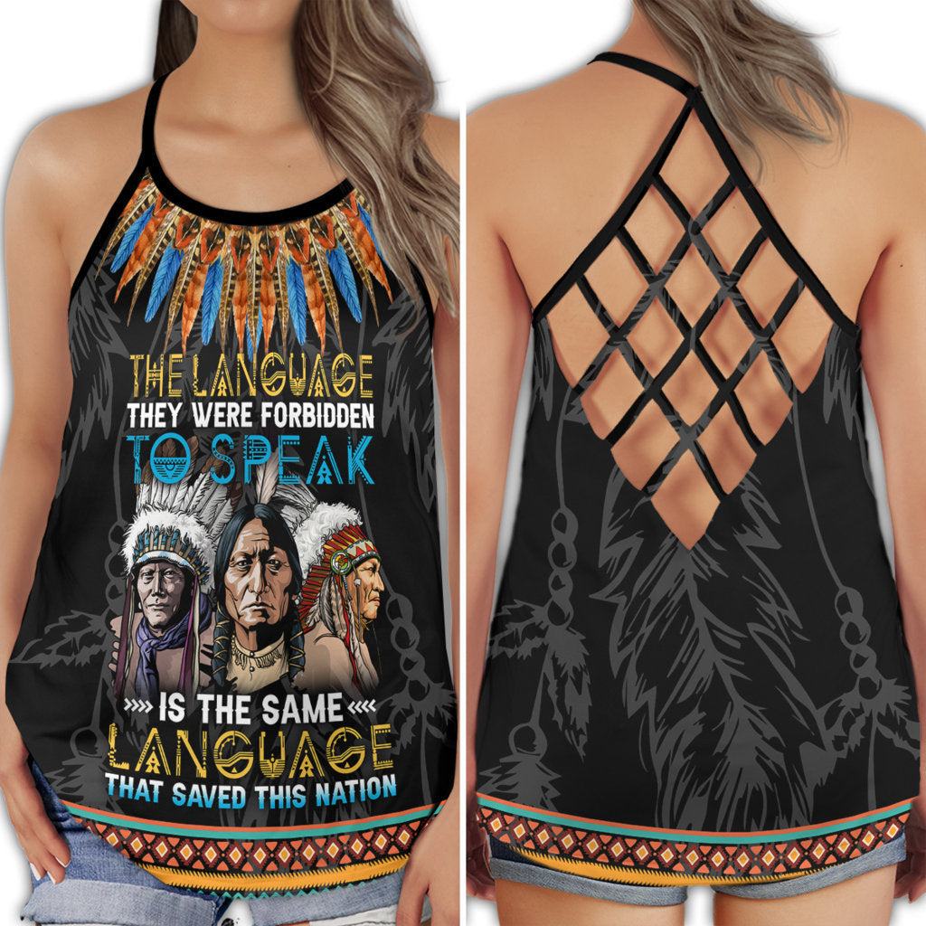 Native Language Saved Culture Heritage Pride Message - Hollow Tank Top