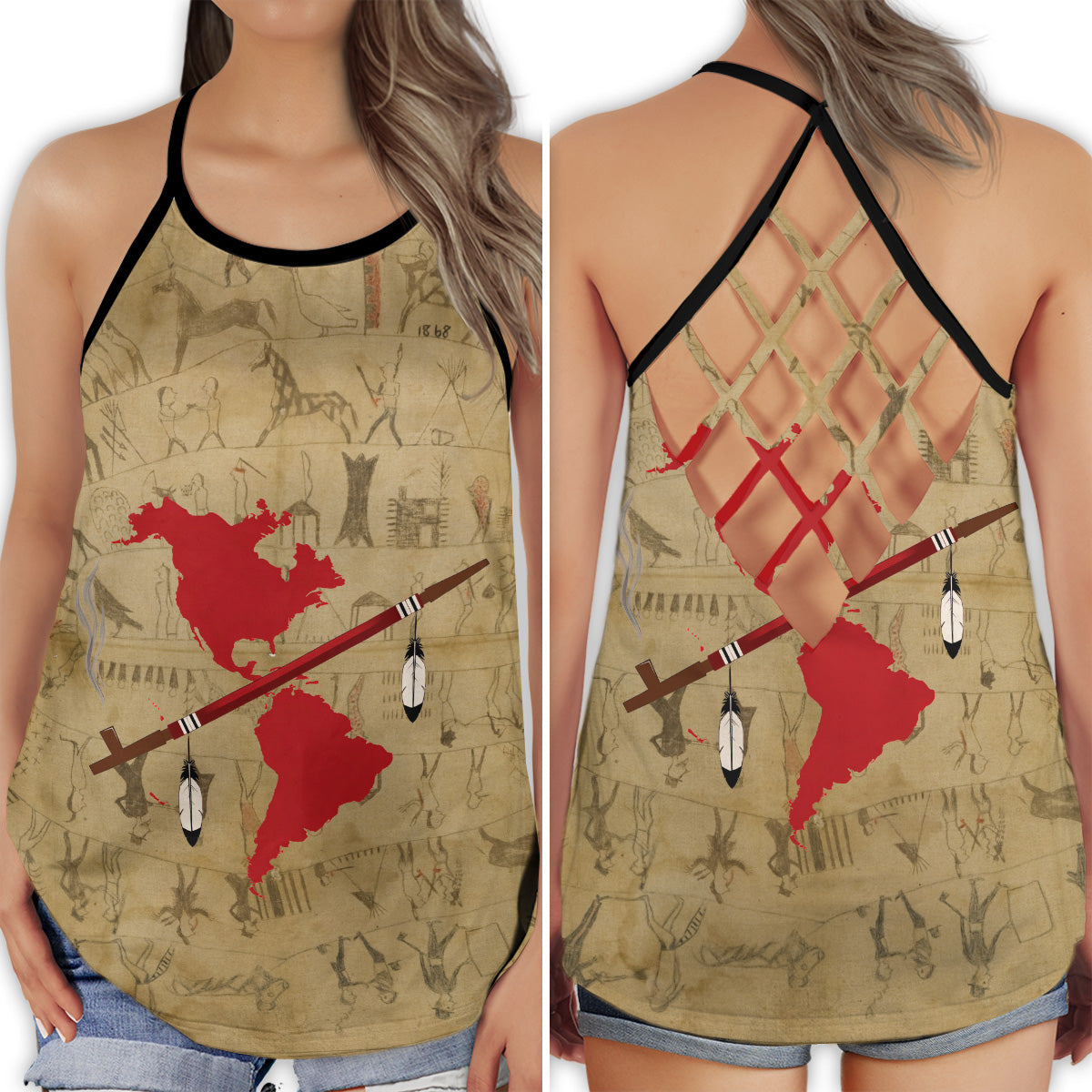 Native Red Map Heritage Vibes - Hollow Tank Top