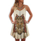 Native Owls Summer Pattern – Women's Summer Sleeveless V-Neck Camisole Dress