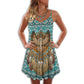 Native Owls Blue Summer Pattern – Women's Summer Sleeveless V-Neck Camisole Dress