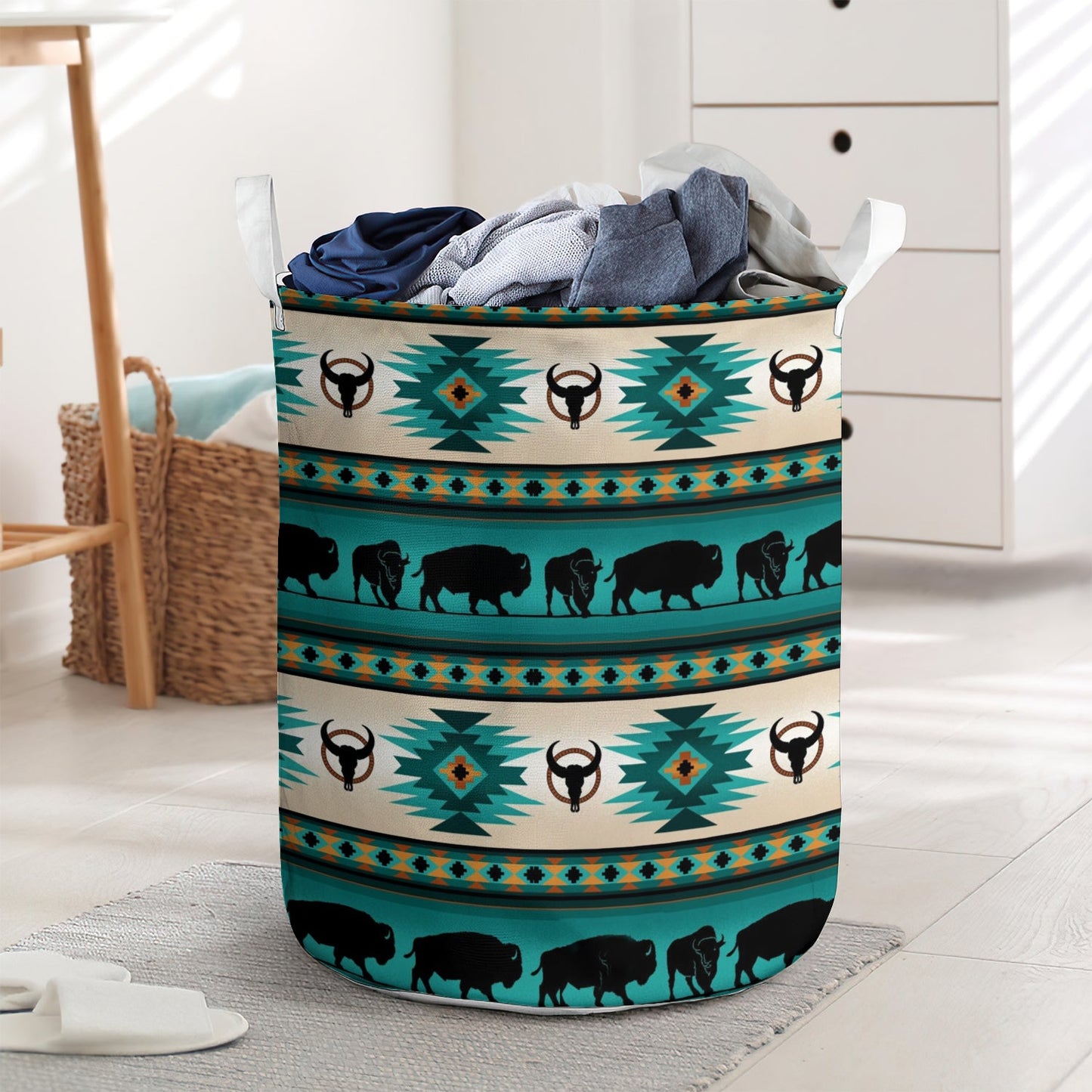 Native Pattern - Laundry basket - LAUB01LIN180222-Owls Matrix