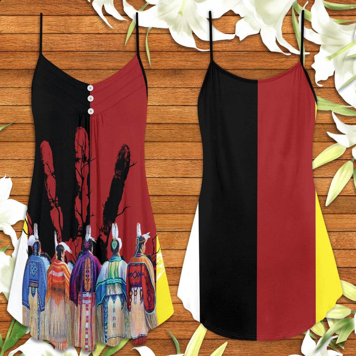 Native People Summer Unity – Women's Summer Sleeveless V-Neck Camisole Dress