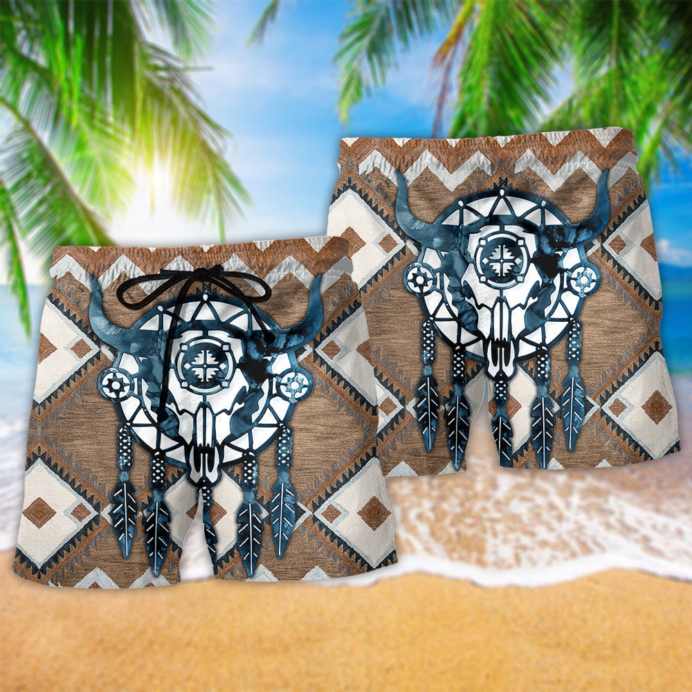 Native Style Skull Dreamcatcher Peace Art – Beach Short