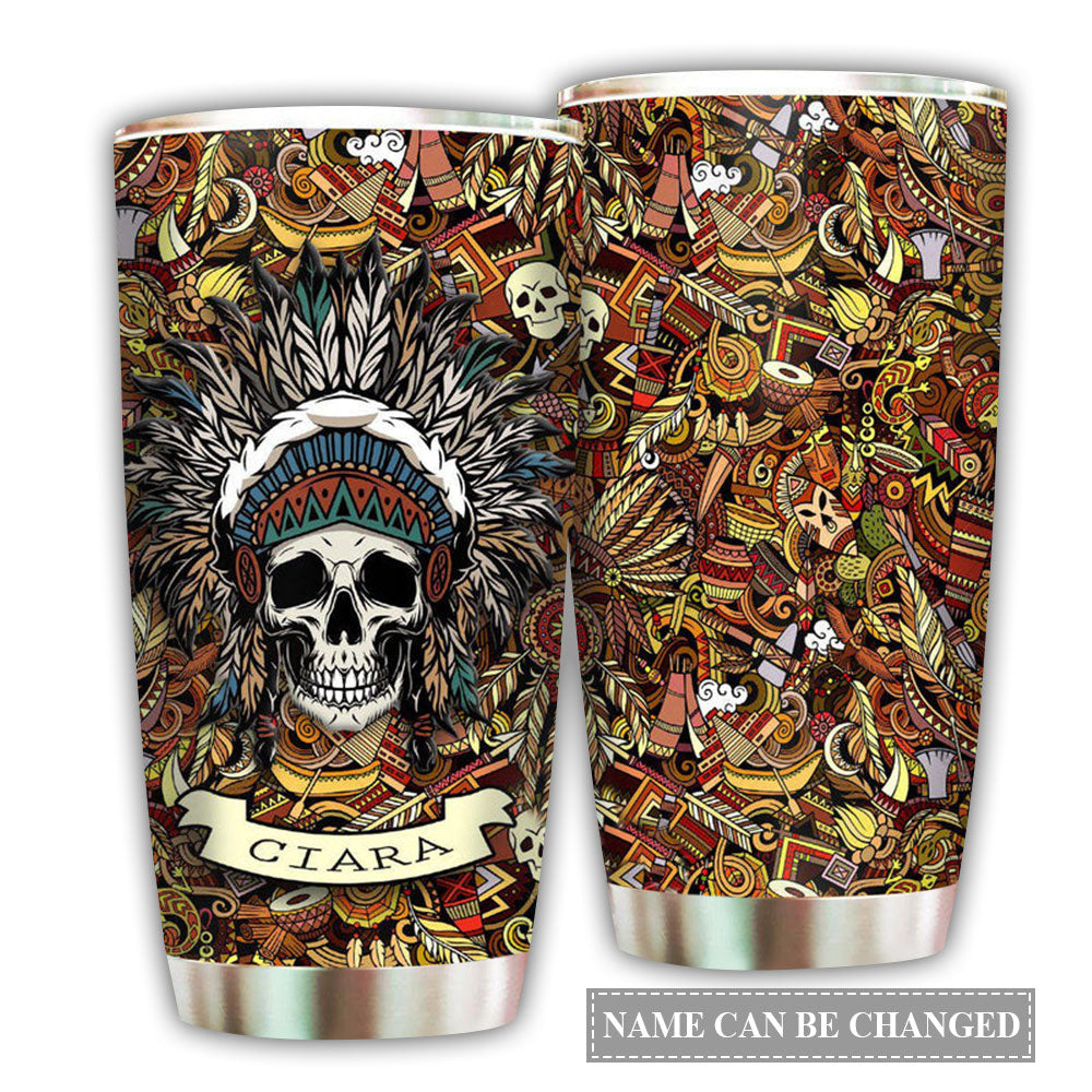 Native Skull Pattern Personalized 20 Oz Tumbler For Coffee Travel And Daily Use