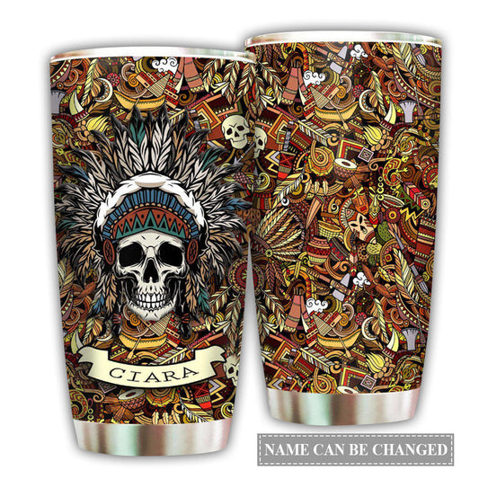 Native Skull Pattern Personalized 20 Oz Tumbler For Coffee Travel And Daily Use