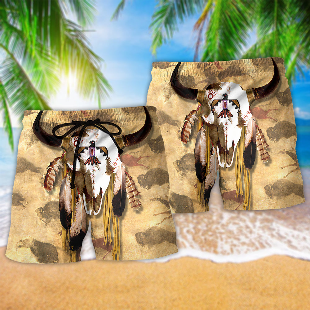 Native Skull Love And Peace Art – Beach Short