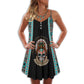 Native Skull Summer Pattern – Women's Summer Sleeveless V-Neck Camisole Dress