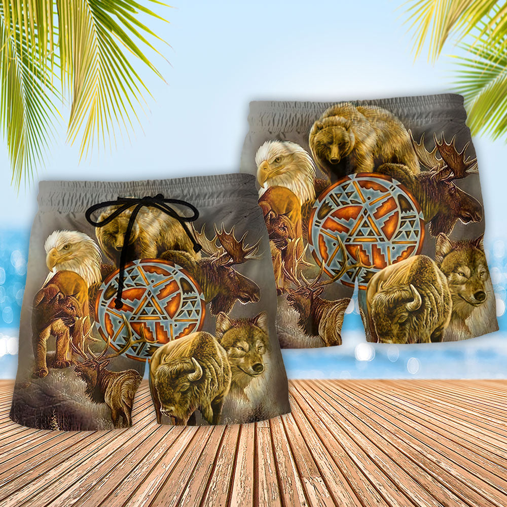 Native Love Animals Art – Beach Short