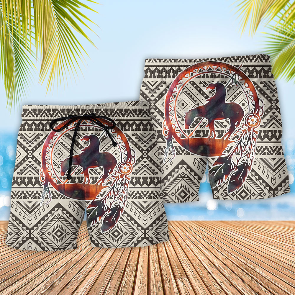 Native Love Peace Horse Artistic Style – Beach Short