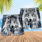 Native Style Peace Love Wolf Art - Beach Short