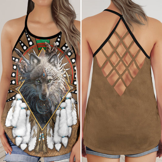 Wolf Dreamcatcher Pattern Spiritual – Hollow Tank Top