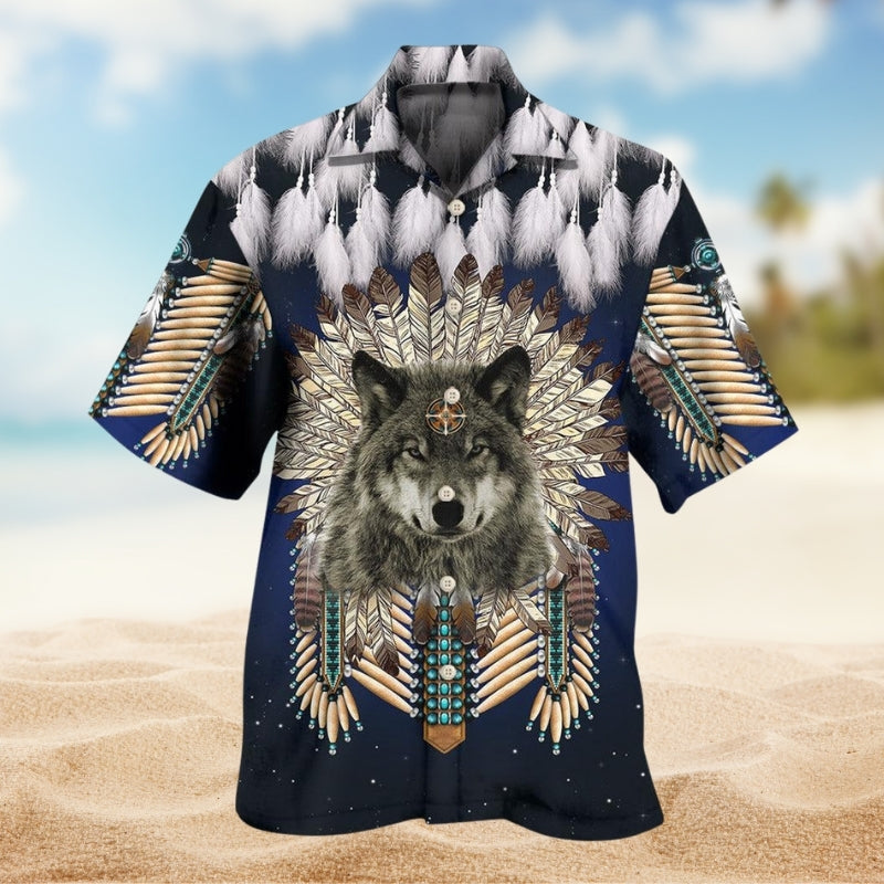 Native Wolf Feathers Style Limited Edition – Hawaiian Shirt