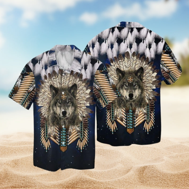 Native Wolf Feathers Style Limited Edition – Hawaiian Shirt