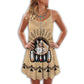 Native Wolf Dreamcatcher Vibes – Women's Summer Sleeveless V-Neck Camisole Dress