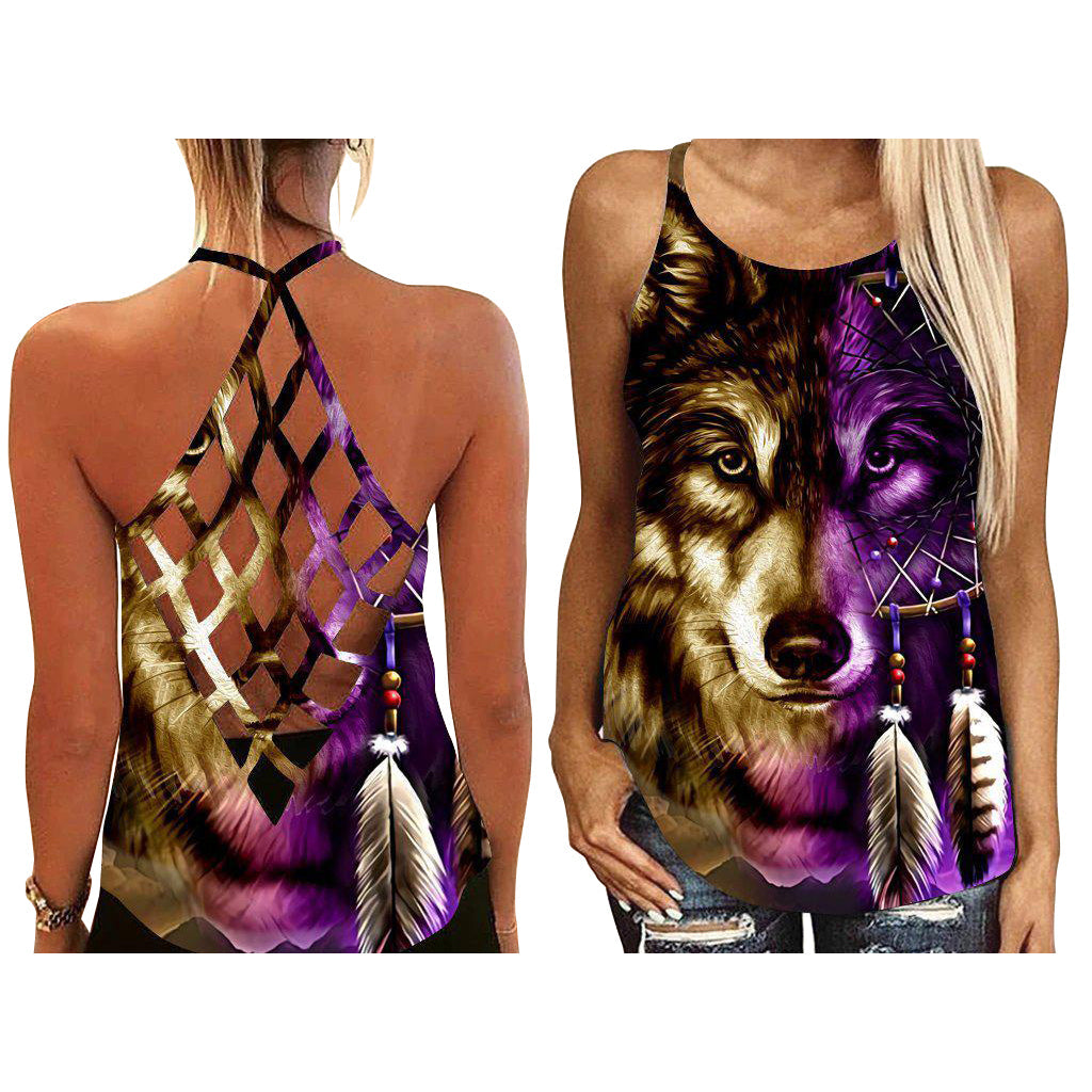 Purple Wolf Mystic Spirit - Hollow Tank Top