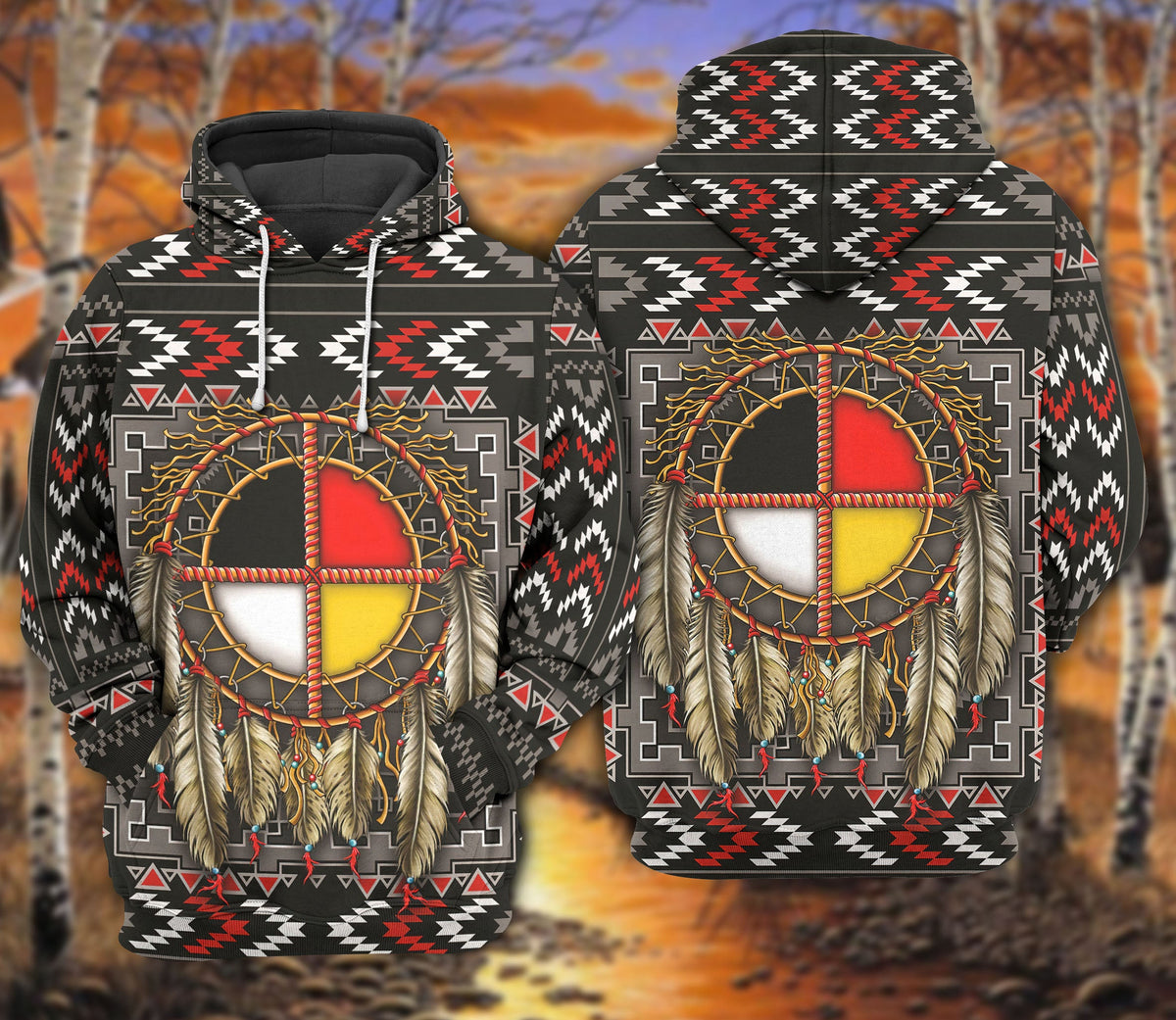 Native Medicine Wheel Dreamcatcher Art – 3D Hoodie