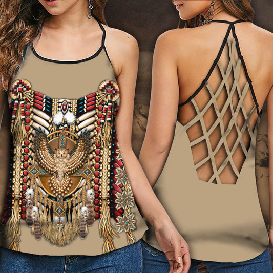 Native Owl Peace Pattern – Hollow Tank Top